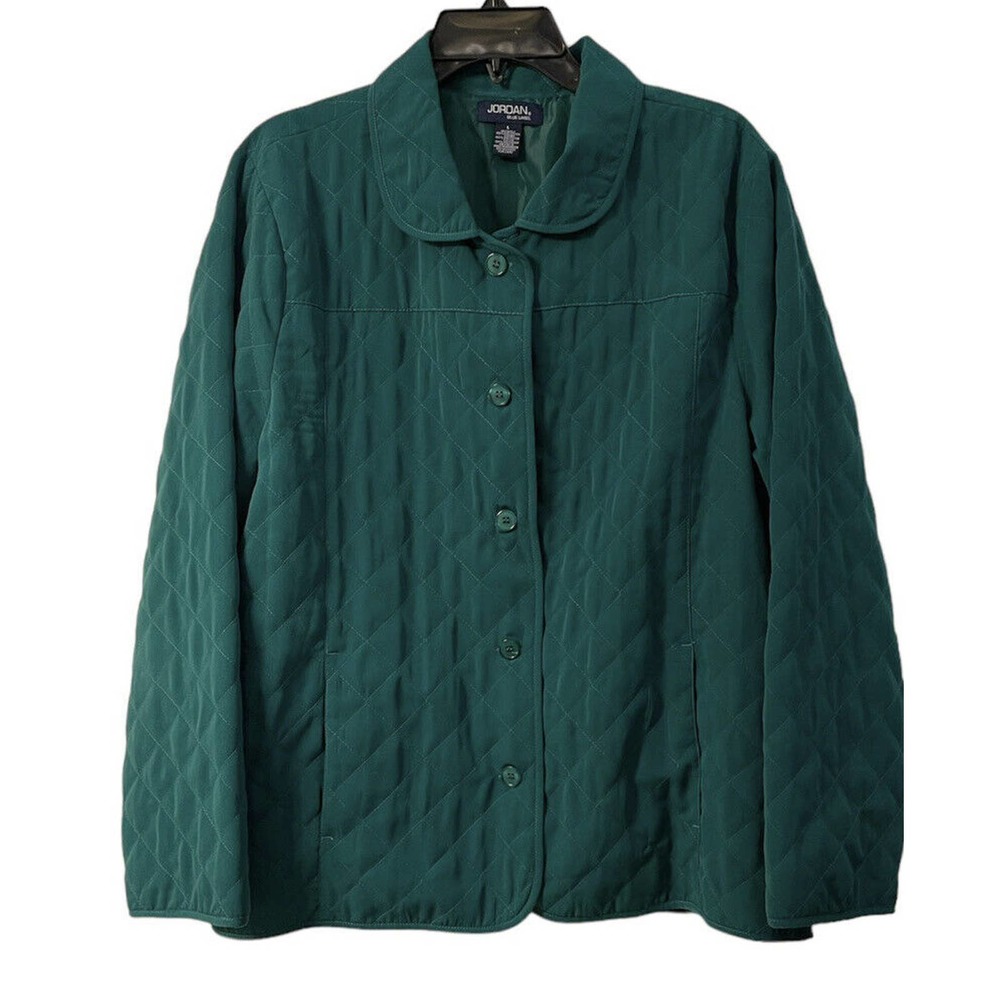 Jordan Blue Label Black Lightweight Quilted Jacket Size Large Green Pockets
